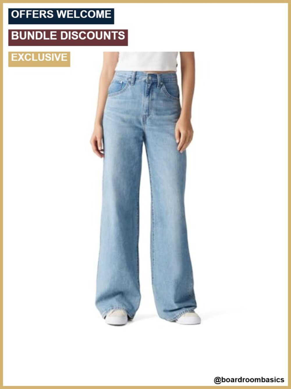 High Rise Baggy Straight Leg Jeans with Back Adjusters